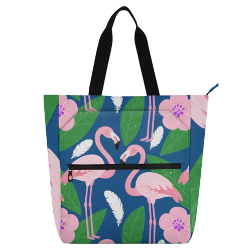 Sac fourre-tout réutilisables en tissu tissé résistant motif flamant