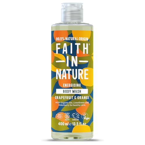 Faith In Nature Natural Grapefruit and Orange Body Wash, Energising Shower Gel, Vegan and Cruelty Free, No SLS or Parabens, 400 ml