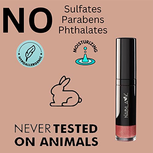 Nabila K Lip Gloss - Moisturizing Lip Color Derived From Natural Pigments For Shimmery Sheen - Cruelty-Free, No Sulfates, Parabens, Phthalates - 0.25 Oz - Pearlized - Swinger #TOP4