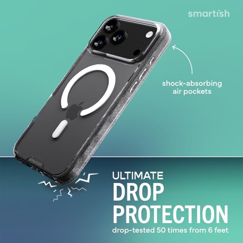 Image of Smartish iPhone 17 Pro Max MagSafe Clear Case + MagSafe Wallet - Magnetic Slim Case - Anti-Yellow Thin Grip Cover + Detachable Wallet - Magnetic Card Holder for Apple iPhone 17 Pro Max- Clearly Clear