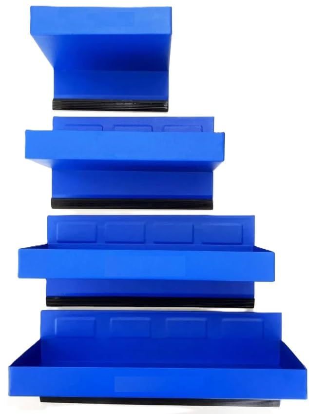 Unibos | 4-Piece Blue Magnetic Tray Tool Shelf Set | Durable Storage & Varieties of Use | Magnetic Attaches to Any Metal Surface Such As Metal Walls & Cabinet