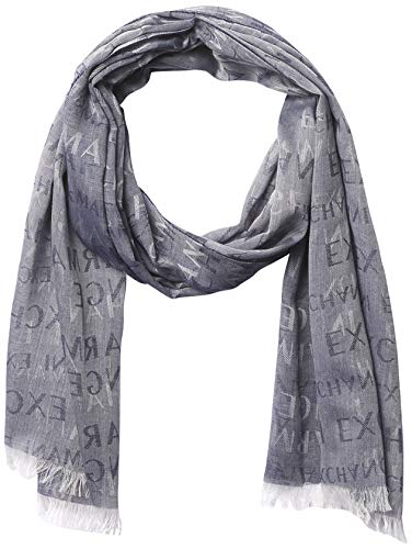 A|X Armani Exchange Men's Light Weight Scarf, Black Logo, One Size
