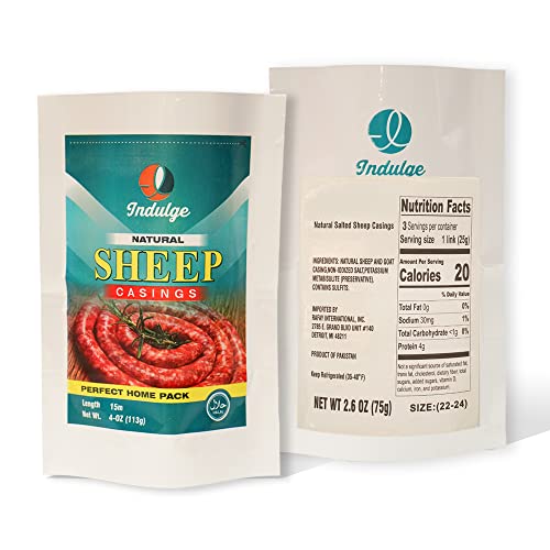 Natural Halal Sheep Sausage Casing Links For Hot Dogs, Merguez, Sujouk, Makanek, Italian Sausage, 50 Feet Hank 22-24 #TOP14