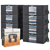 YANUM® Bolsas de Almacenamiento Ropa 35L | Pack 8 unidades | Organizadores con Ventana Transparente | Tela Transpirable y Asas Reforzadas | Para Mantas, Edredones, Armario y Bajo Cama