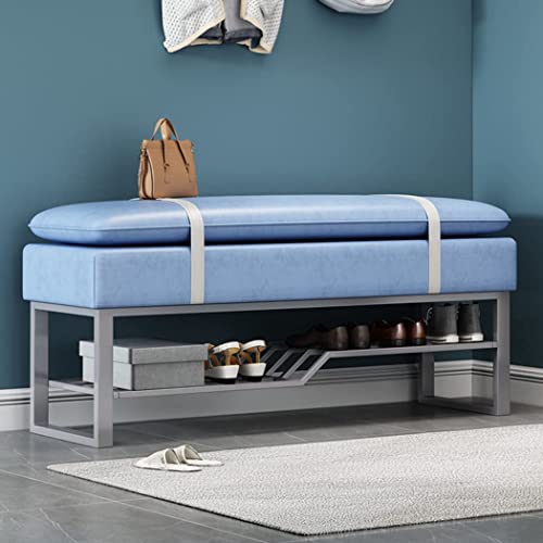 Banc à chaussures entrée avec étagère de rangement et repose-pieds salon