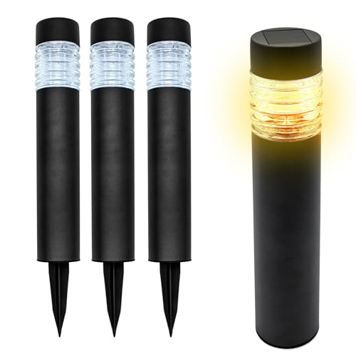 Spetebo Edelstahl Solar Gehwegleuchte 42 x 8 cm - 4er Set in anthrazit - Garten Wegeleuchte warm weiß - Solarleuchte Gartenlicht Außenleuchte Deko Beleuchtung solarbetrieben für Außen Terrasse