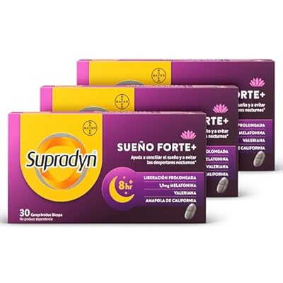 Supradyn Sueño Forte+ Comprimidos para dormir con Melatonina Valeriana y Amapola de california Ayuda para dormir bien y combatir el insomnio Adultos 3x30 90 Tabletas