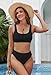 Pink Queen Women's Crop Top Scoop Neck High Waist Two Piece Swimsuit L Black