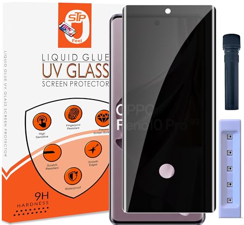 STP FEEL® Advanced UV Privacy Tempered Glass Screen Protector Guard Compatible For Oppo Reno 10/10 Pro/ 10 Pro Plus (6.7 Inch, Pack of 1) Full Edge to Edge Coverage Anti-Spy/Anti-Peeping 9H Hardness