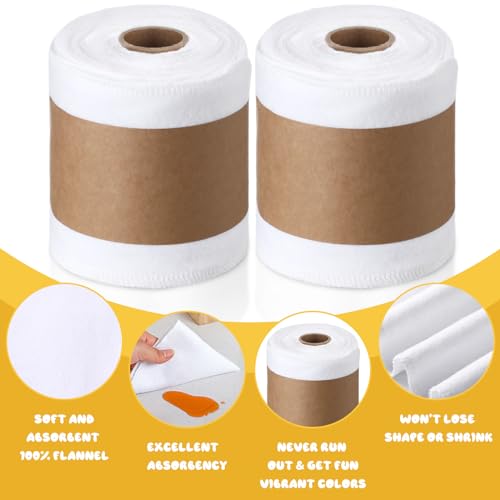 Image of FuWeave 30 Pack Reusable Toilet Paper No Tear Bidet Towels, White | Washable 11.8 inch x 4.3 inch Cotton Flannel Family Cloth Wipes with Snaps, Paperless Roll for Bathroom, Travel, Cleaning and Drying