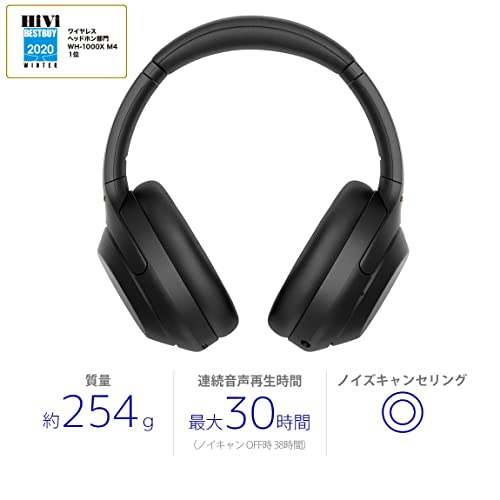Sony WH1000XM4 Best Premium Wireless Noise Cancelling Headphones - Built-in mic for Calls - Compatible with Alexa - 30hr Battery - Includes Premium Carrying Case, in-Flight Adapter, Aux Cable - Black - Image 3