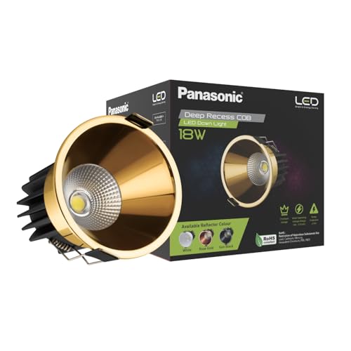 Image of Panasonic 18 Watt Deep Recessed COB Light for Ceiling, Recessed Downlight for Home Decor, Shop, Museum, Restaurant | Yellow Gold Recessed COB Light, Natural White (4000K - PDLM45184)