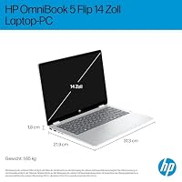HP OmniBook 5 Flip 14-fp0254ng 2 in 1 Convertible Laptop, 14 Zoll 2K-Touchscreen (1920 x 1200), Intel Core i5-1334U, 16 GB RAM, 512 GB SSD, QWERTZ, Windows 11 Home, Silber – Ansicht 3