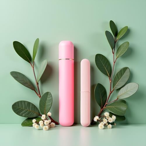 ROMI FLORIA 3Pcs Pink Portable Toothbrush Storage Case with Protective Lid, 8.6 inches, Toothbrush Cover Travel Camping - 3