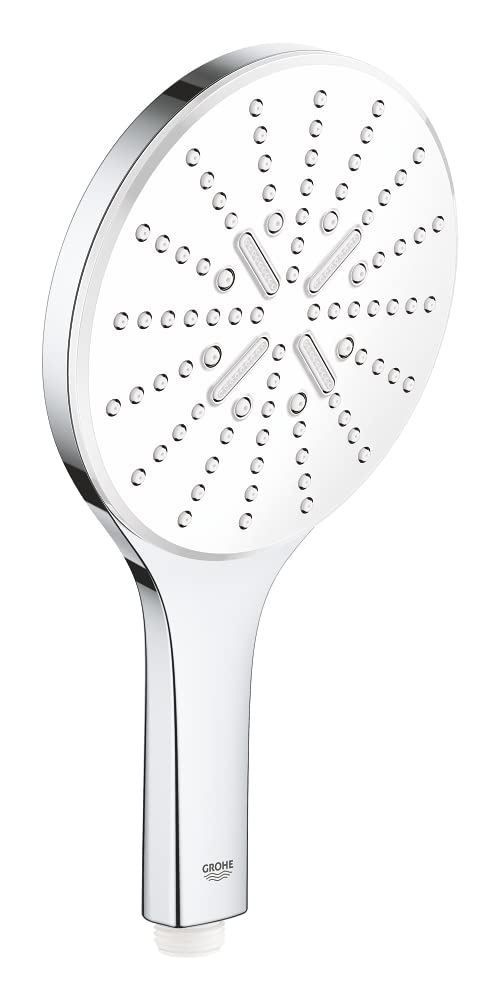 Grohe Moon White Rainshower 150 Smartactive Hand Shower Water-Saving 150Mm Shower Head With 3 Sprays Chrome Finish And White Spray Plate Made In Germany 26554Ls0