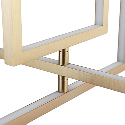 Zevni Led Bar Lighting, 3-Light Small Geometric Chandelier, Brushed Gold Aluminum With Silicone, Warm White Glow, 1610Lm, 3045K #TOP2