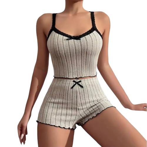 Pyjama imprimé nœud vêtement de nuit court léger ensemble homewear casual