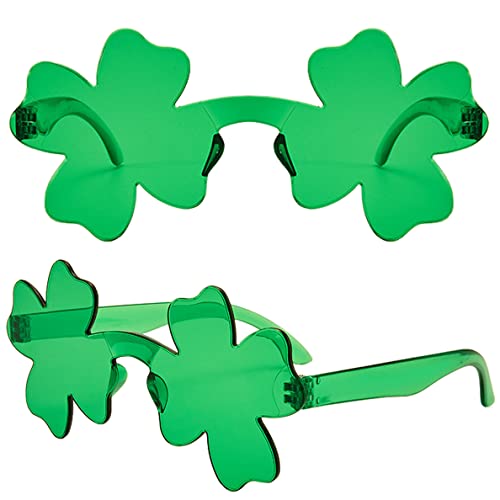 St. Patrick’s Day Irish Shamrock Sunglasses Green Four Leaf Clover Leprechaun Costume Glasses Party Favors Eyewear