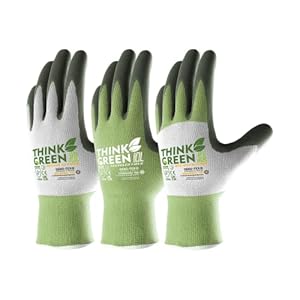 COOLJOB Gardening Gloves for Women and Men, 3 Pairs Recycled Polyester Garden Gloves with Rubber Coated, Green, White & Grey, Large Size (3 Pairs L)