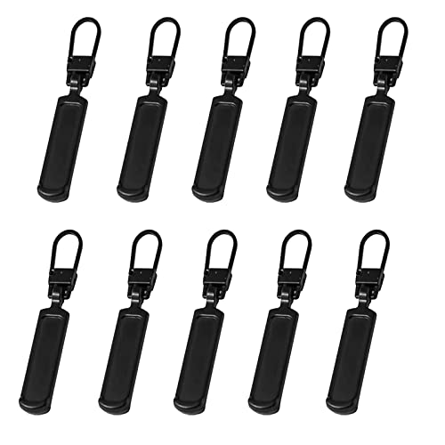 YZSFIRM Luggage Zipper Pull Replacement: 10Pcs Black Zipper Tab - Metal Zipper Extension Handle - Detachable Small Hole Zipper Pulls Tags