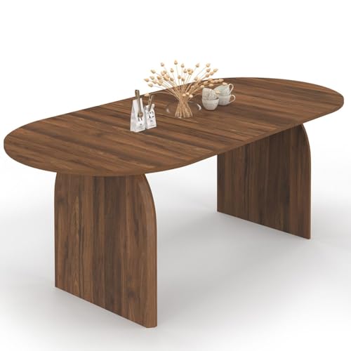 IDMarket - Table à Manger Extensible japandi Ovale Edith 6-10 Personnes Effet Noyer 160-200 cm