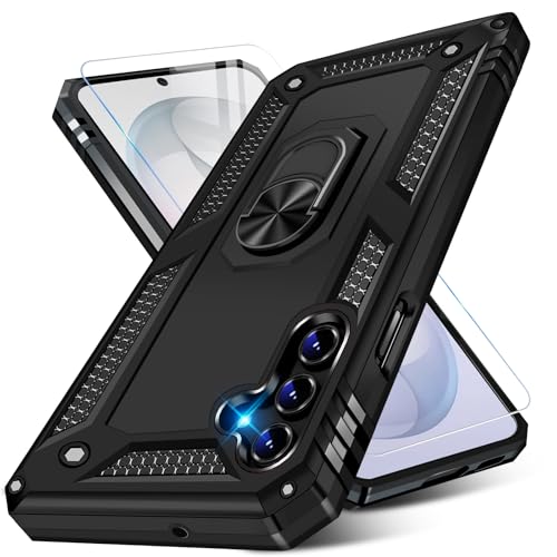 Image of for Samsung Galaxy S26 Case with Screen Protector, Heavy Duty Military Grade Shockproof Rugged Protective Cover for Samsung S26 Phone Case with Metal Ring Magnetic Kickstand (Black)