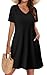 WIHOLL Black Dress Casual Summer Tshirt Dresses Plus Size Spring Clothes for Women with Pockets 2025 2026 Ladies V Neck Short Sleeve Loose Fit Sundress Daily Wear Beach Vacation Travel Work Oufits 3XL
