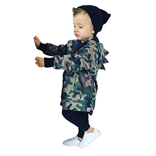 Sothread Kids Baby Boy Dinosaur Camouflage Hooded Windbreaker Long Sleeve Tops Coat Jacket Clothes (Camouflage, 12-18 Months)