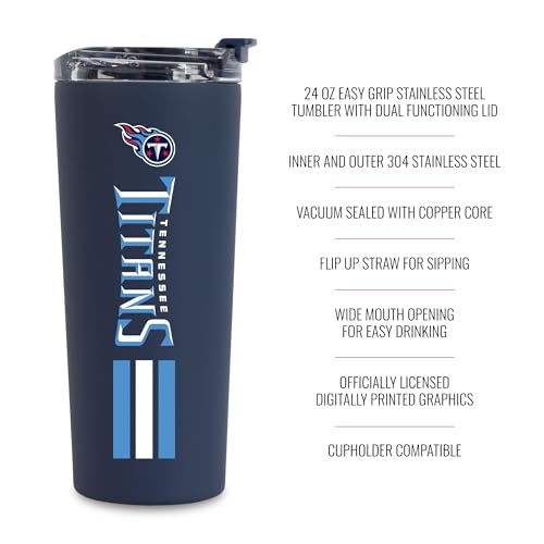 Image of Rico Industries NFL Football 24oz Stainless Steel Tumbler with Lid and Dual Functioning Lid
