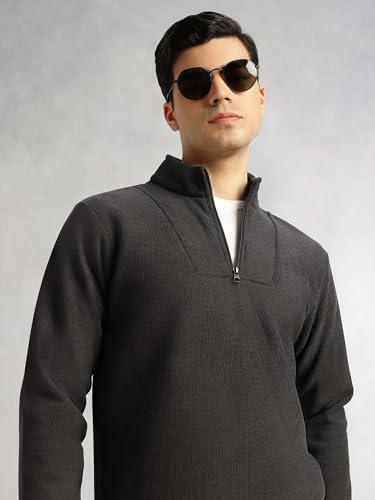 Image of Thomas Scott Men's | Regular Fit | Long Sleeves | High Neck | Solid | 100% Polyester | Knitted | Sweatshirt | Dry Clean Only
