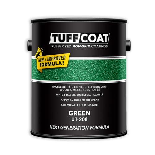 Image of Tuff Coat Medium Texture Rubberized Non-Skid Deck Coating - Textured Non-Slip Safety Surface for Pool Decks, Docks, Boat Ramps, Patios, Walkways & High-Traffic Areas (UT-208 Green 1-gallon)