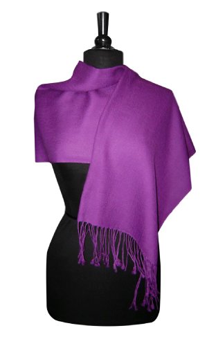 100% Wool Pashmina Solid Scarf PURPLE INDIGO Color Womens Shawl Wrap3