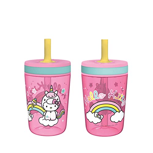 Image of Zak Designs 15oz Hello Kitty Kelso Tumbler Set, Leak-Proof Screw-On Lid with Straw Made of Durable Plastic and Silicone, Perfect Bundle for Kids, 2 Count (Pack of 1)