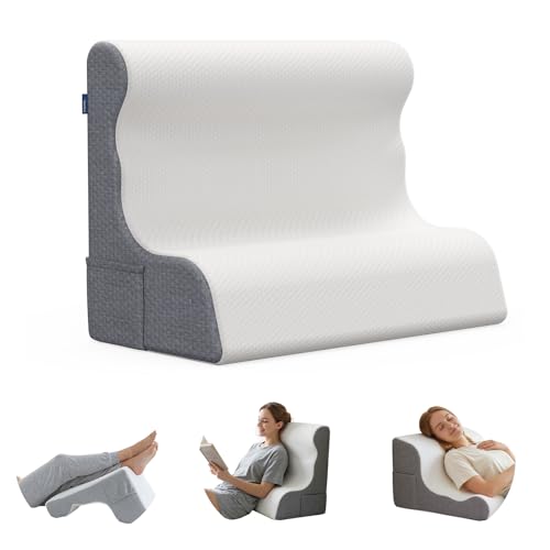 Wedge Pillow Headboard, Ergonomic Memory Foam Bed Wedge Pillow for After Surgery, Acid Reflux & Snoring Relief, Elevated Pillow for Sleeping, Sitting Up, Reading, TV, Back Support & Leg Elevation