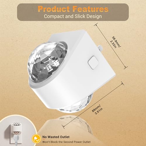 Image of JandCase Night Lights Plug into Wall, 2 Pack 3000K Soft White Star Projector Night Light, Automatic Galaxy Nightlight Plug in with Light Sensor for Bathroom Hallway Room Decor