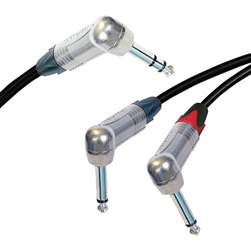 Image of Neutrik Stereo Jack to 2 x Neutrik Mono Jacks, Sommer ONYX 2025 Black Cable. Unbalanced Insert/Splitter Lead (8m, Black)