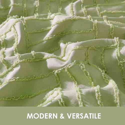 Parure de lit en microfibre très grand lit Cleva vert feuille - 6