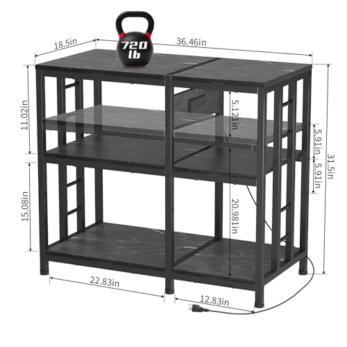 Image of Reinforced 40-50 Gallon Aquarium Stand with Power Outlet | Ultra-Stable 720LBS Capacity Metal Fish Tank Stand for Reptile /Aquatic Setups, 5-Tier Adjustable 37 inchx19 inch Steel Shelving System