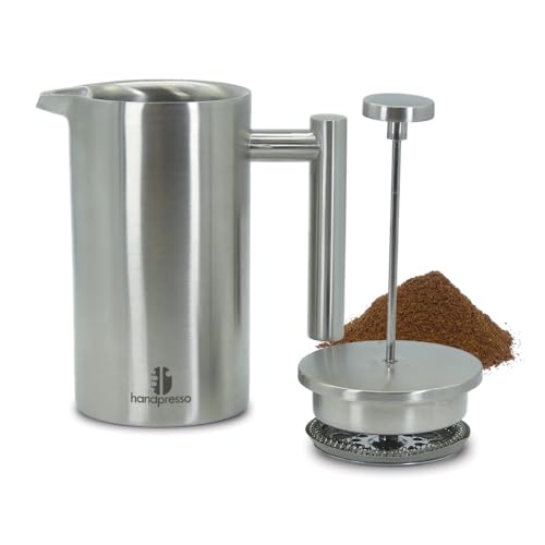Handpresso - French Press | Stainless Steel | 0.6L (3-5 Cups) | Double-Walled Insulated | Coffee Press with Replacement Filters