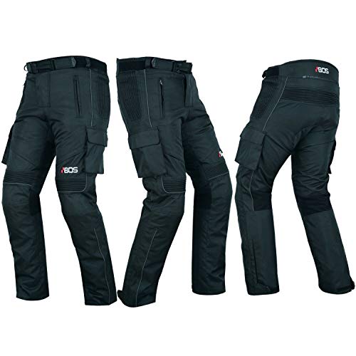 Sportliche Motorrad Hose Mit Protektoren, wasserdicht, Motorradhose mit Oberschenkeltaschen (5XL, Schwarz-6066)