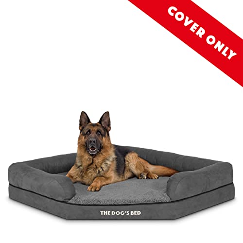 The Dog’s Bed Replacement Outer Cover, Plush Fabric, Grey Plush, XL, XL Spare (Corner) Cover - Image 3