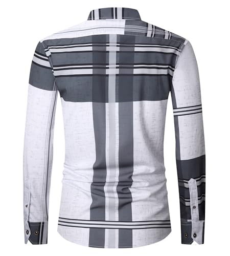 Alex Vando Mens Print Plaid Button Down Shirts Wrinkle Free 4-Way Stretch Casual Dress Shirt for Men2