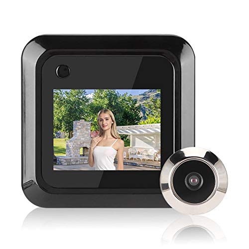 Hopcd Visor Inteligente de Puerta de Mirilla de 2.4 Pulgadas, Timbre de Video con Pantalla LCD TFT + cámara HD de Gran Angular de 145 ° y 0.3MP para casa Familiar