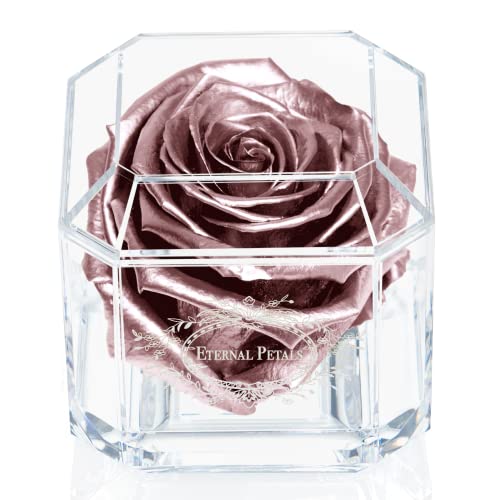 Eternal Petals A 100% Real Rose That Lasts Years - , Handmade in Dubai – White Gold Solo (Rose Gold)