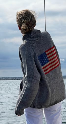 Luckinbaby Women American Flag Cardigan Long Sleeve Open Front Patriotic Sweater Oversized Knitwear Independence Day2