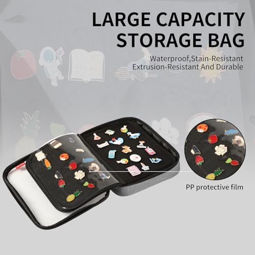 Image of Oeun fan Enamel Pin Display Book, Small Collections Or Travel Pin Trading Book, Pin Collector Display Bag,6-Page Pin Display Board,Pin Display Case (Silver Grey)