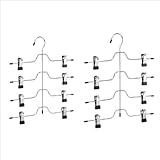 4 Tier Trouser/Skirt Hanger - Chrome & Black Vinyl - 2 PACK