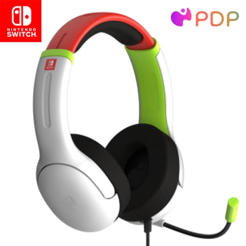 PDP Gaming AIRLITE Stereo Headset for Nintendo Switch/Lite/OLED – Wired Power Noise Cancelling Microphone, Lightweight Soft Comfort On Ear Headphones (Mario Kart Radiant Racer)