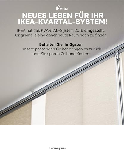 Gardinengleiter 24 Stück passend für IKEA KVARTAL Gardinen System Ersatz Rollen Einsätze