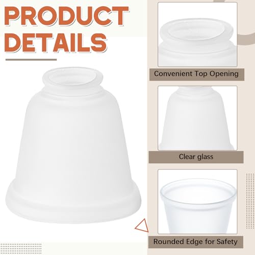 Image of Teenyyou 6 Pcs Frosted Glass Globes for Ceiling Fan Lights Covers Glass Lamp Shade Replacement for E26 Chandelier Table Wall Sconce, 2-1 /8 inch Fitter, 4-5 /8 inch Diameter x 4-1 /2 inch Height